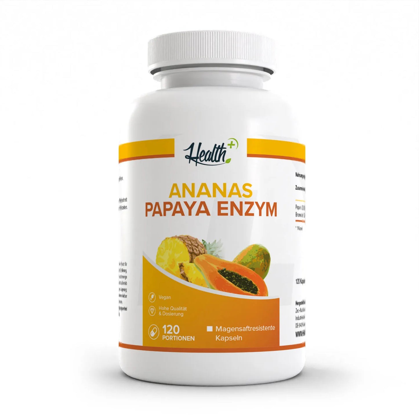 HEALTH+ ENZIMAS DE PIÑA-PAPAYA 120 cápsulas 