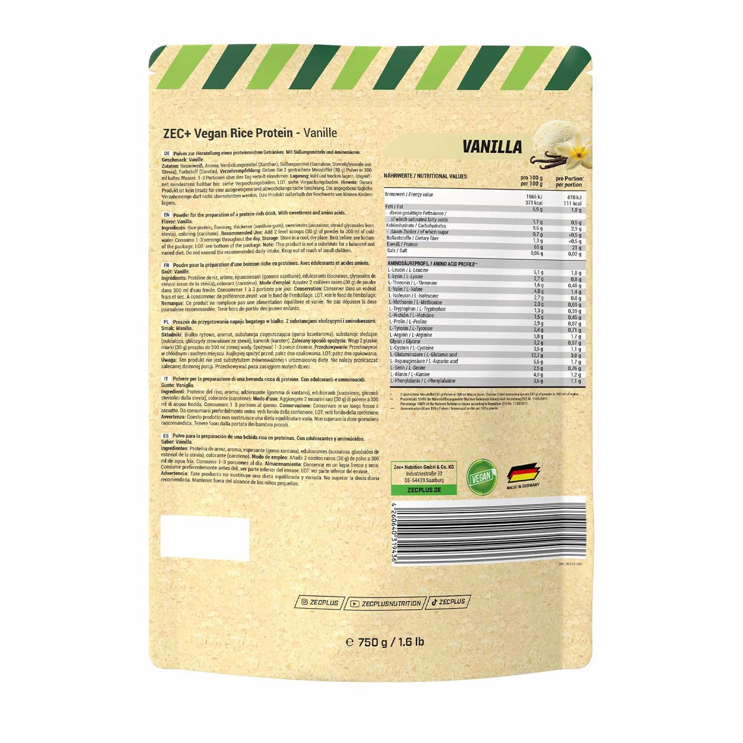 ZEC+ PROTEÍNA DE ARROZ VEGANA 750g 