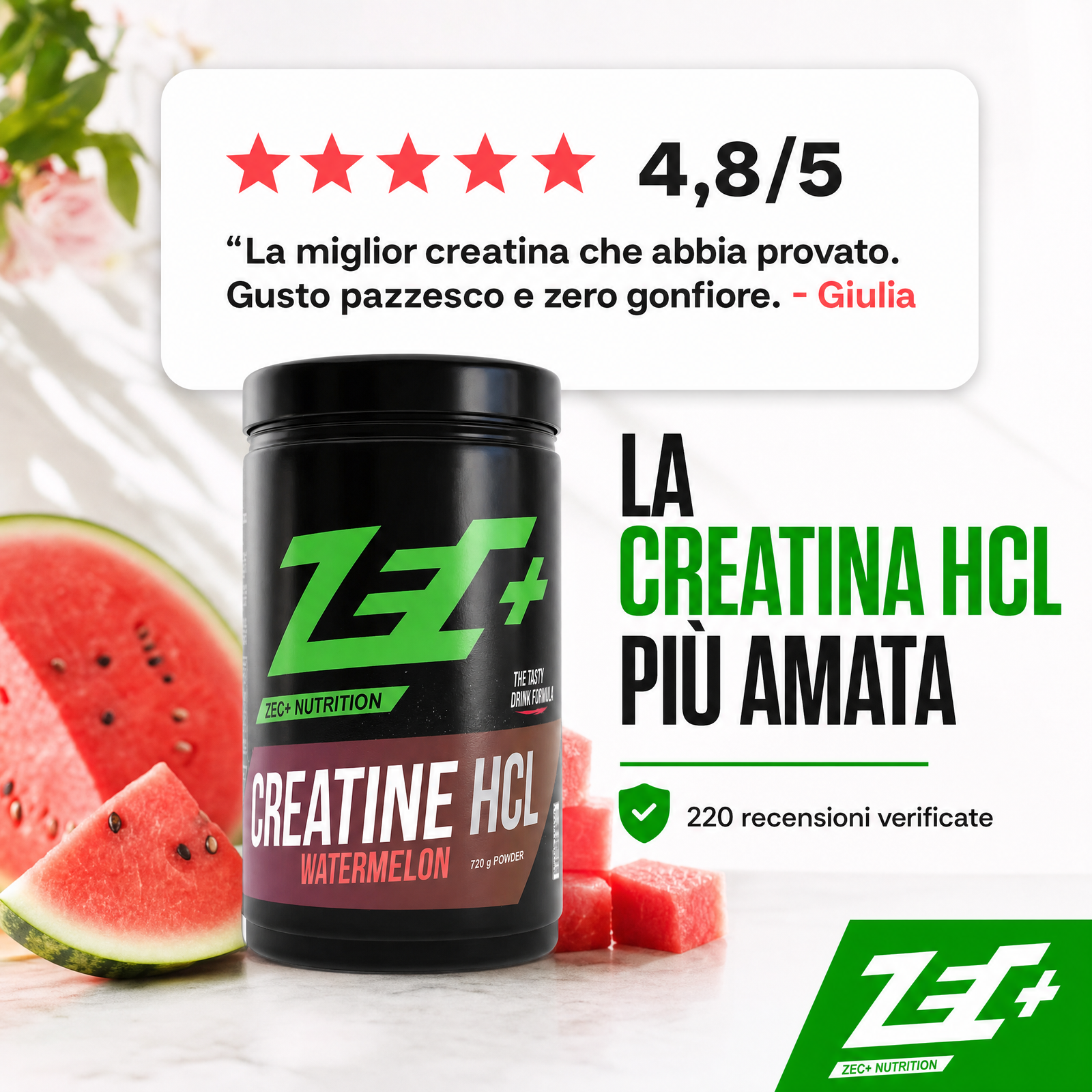 ZEC+ CREATINA HCL 720g — infografica 6
